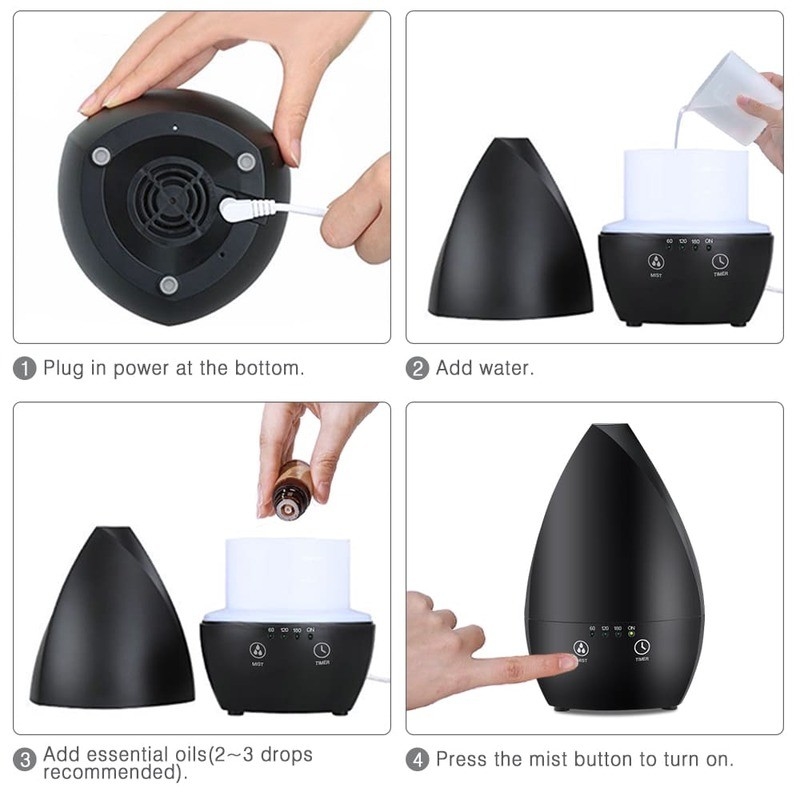 Home Humidificador de Ar Portátil Ultrassônico Diffusor de Óleo Essencial Com Luz Noturna Para Quarto de Quarto