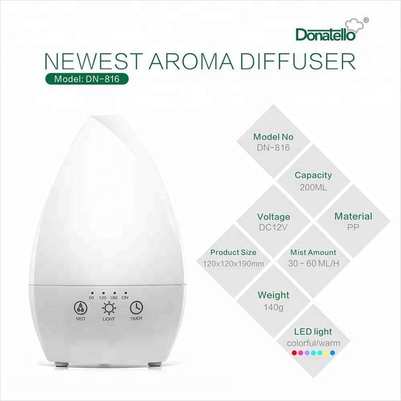 Home Humidificador de Ar Portátil Ultrassônico Diffusor de Óleo Essencial Com Luz Noturna Para Quarto de Quarto
