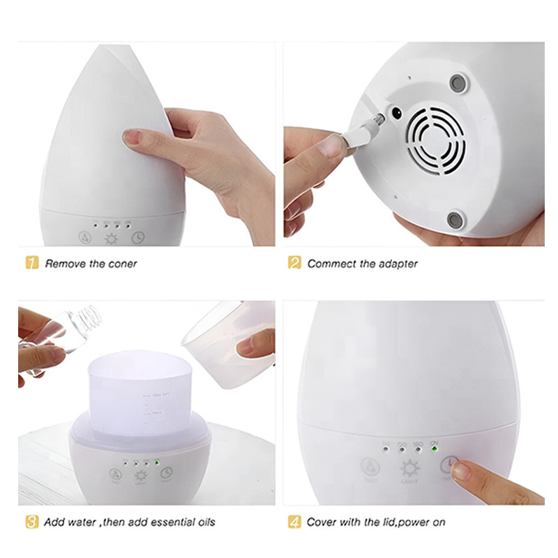 Home Humidificador de Ar Portátil Ultrassônico Diffusor de Óleo Essencial Com Luz Noturna Para Quarto de Quarto