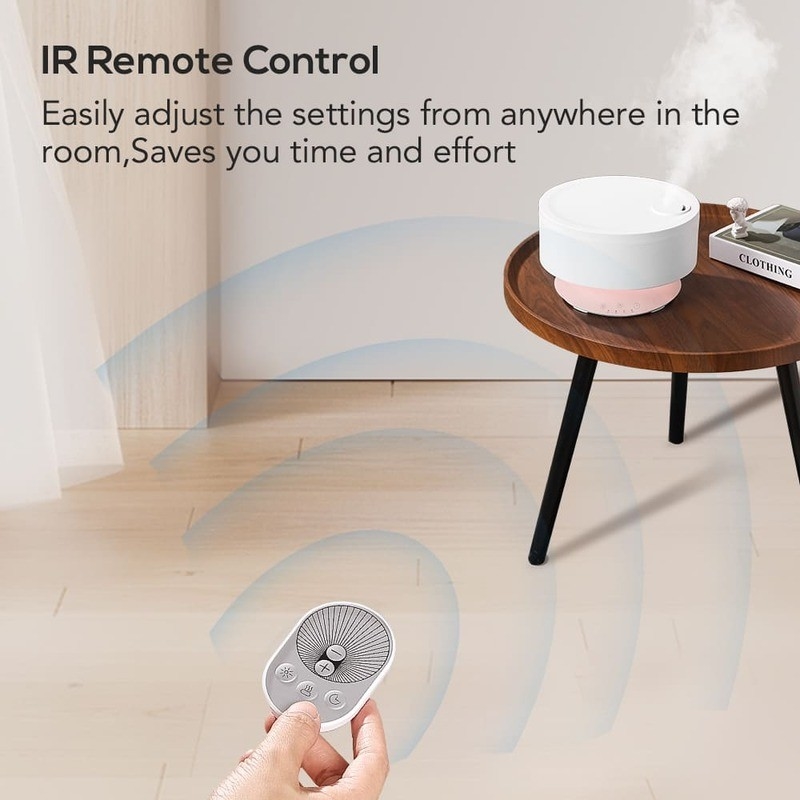Difusor de aroma de névoa Humidificador de ar com controle remoto com luz LED de 7 cores