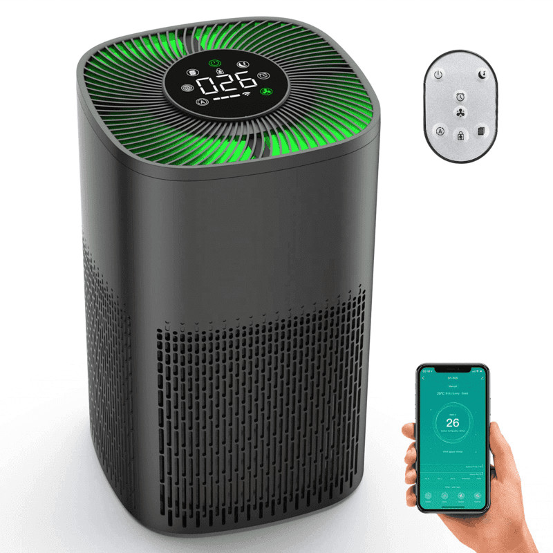 Purificador de ar HEPA de escritório WiFi com luz LED tricolor