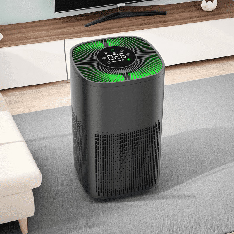 Purificador de ar inteligente com ecrã de PM2.5 e luz LED tricolor