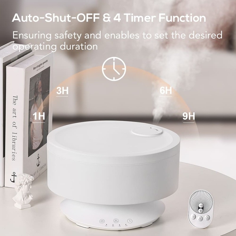 1Humidificador de ar de névoa fria portátil de.6L para casa com luz noturna e aroma de óleo essencial